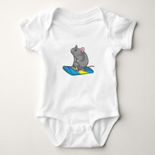 Mouse as Snowboarder with Snowboard Baby Strampler