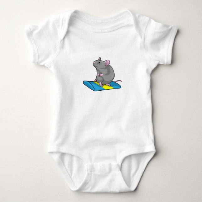 Mouse as Snowboarder with Snowboard Baby Strampler (Vorderseite)