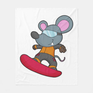 Mouse as Snowboarder with Snowboard Fleecedecke
