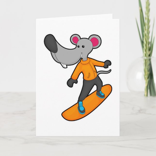 Mouse as Snowboarder with Snowboard Karte (Vorderseite)
