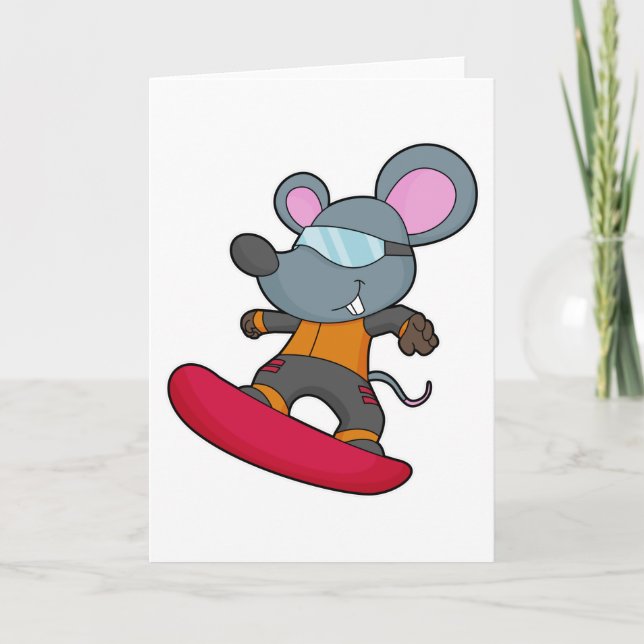 Mouse as Snowboarder with Snowboard Karte (Vorderseite)