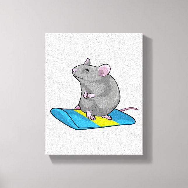 Mouse as Snowboarder with Snowboard Leinwanddruck (Vorderseite)
