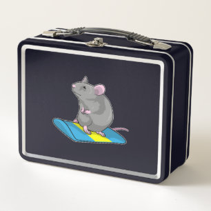 Mouse as Snowboarder with Snowboard Metall Brotdose