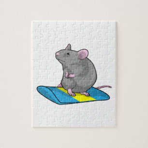 Mouse as Snowboarder with Snowboard Puzzle