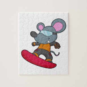 Mouse as Snowboarder with Snowboard Puzzle