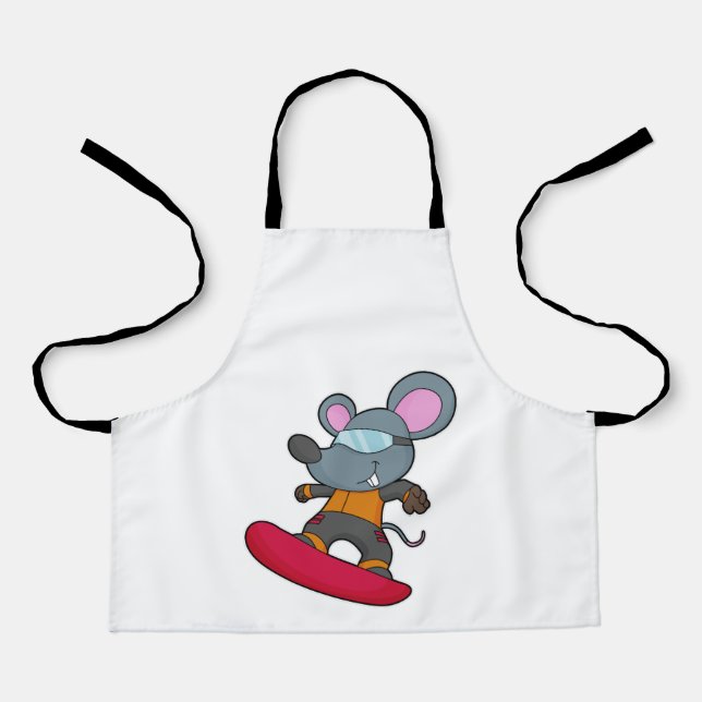 Mouse as Snowboarder with Snowboard Schürze (Vorderseite)
