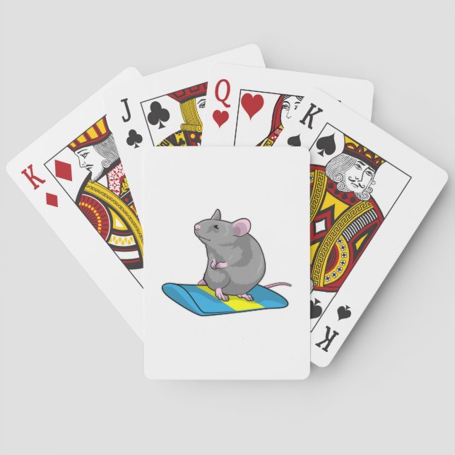 Mouse as Snowboarder with Snowboard Spielkarten (Rückseite)