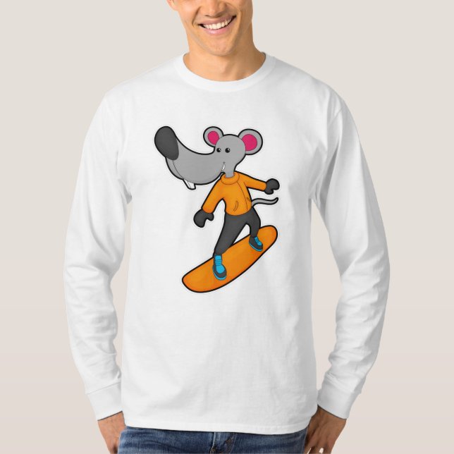 Mouse as Snowboarder with Snowboard T-Shirt (Vorderseite)