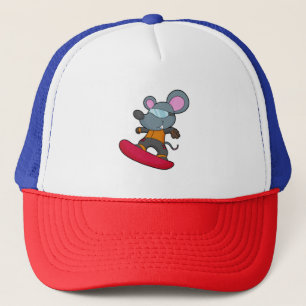Mouse as Snowboarder with Snowboard Truckerkappe