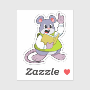 Mouse as Teacher with Book Aufkleber