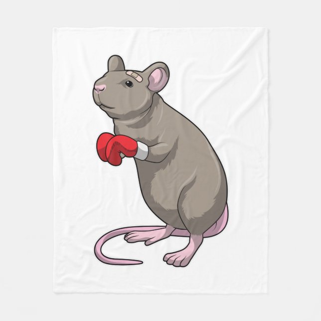 Mouse at Boxing with Boxing gloves Fleecedecke (Vorderseite)