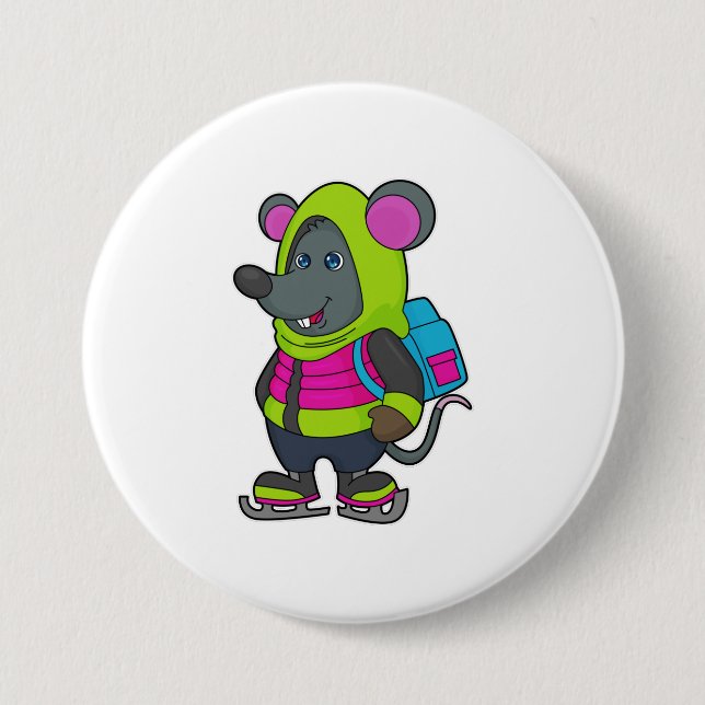 Mouse at Ice Skaten mit Ice Skate & Backpack.pn Button (Vorderseite)