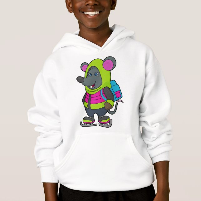 Mouse at Ice Skaten mit Ice Skate & Backpack.pn Hoodie (Vorderseite)
