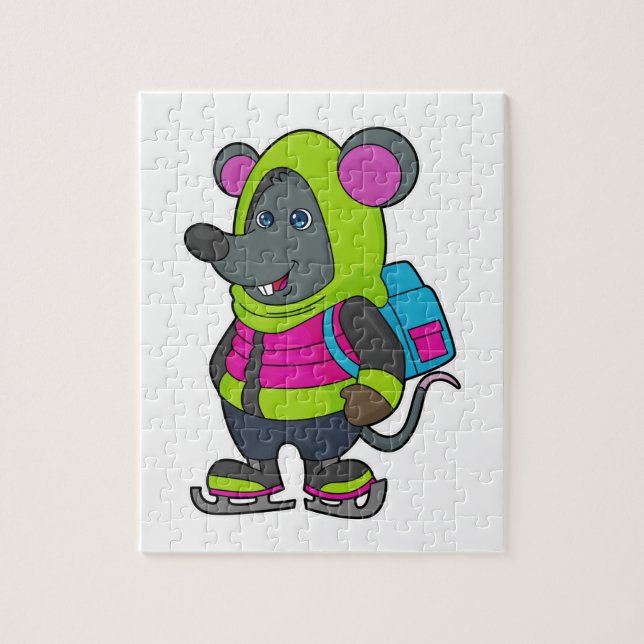 Mouse at Ice Skaten mit Ice Skate & Backpack.pn Puzzle (Vertikal)
