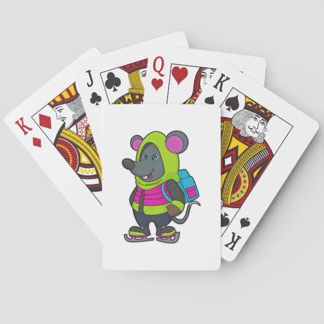 Mouse at Ice Skaten mit Ice Skate & Backpack.pn Spielkarten (Rückseite)