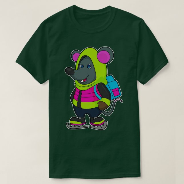 Mouse at Ice Skaten mit Ice Skate Backpack T-Shirt (Design vorne)