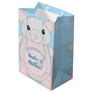 Mouse Baby Shower Blue Mittlere Geschenktüte