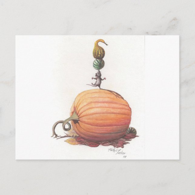 Mouse Balancing Pumpkins Postkarte (Vorderseite)