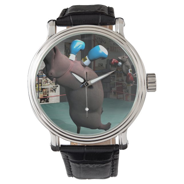 Mouse Beats Hippo KO Armbanduhr (Vorderseite)