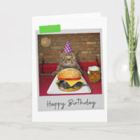 Mouse Burger Cat Funny Birthday Card