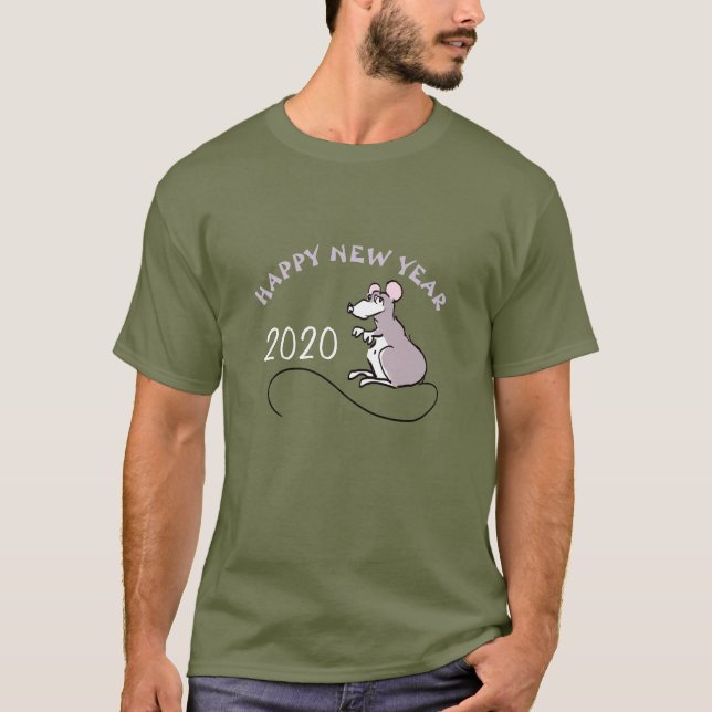 Mouse Cartoon Lunar Rat Neujahr 2020 T-Shirt Männe (Vorderseite)