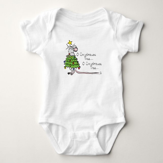Mouse Christmas Tree Funny Kids Baby Strampler (Vorderseite)