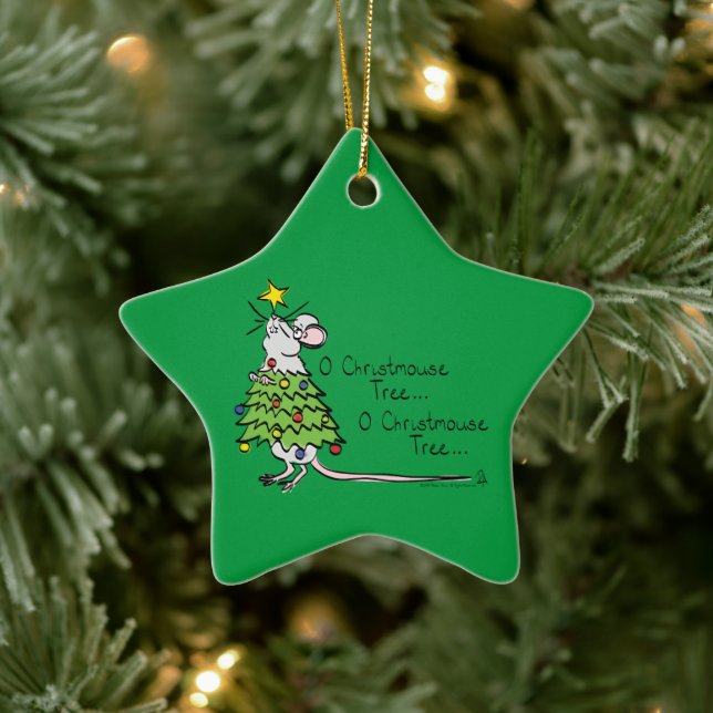 Mouse Christmas Tree Funny Kids Keramik Ornament (Baum)