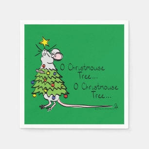 Mouse Christmas Tree Funny Kids Serviette