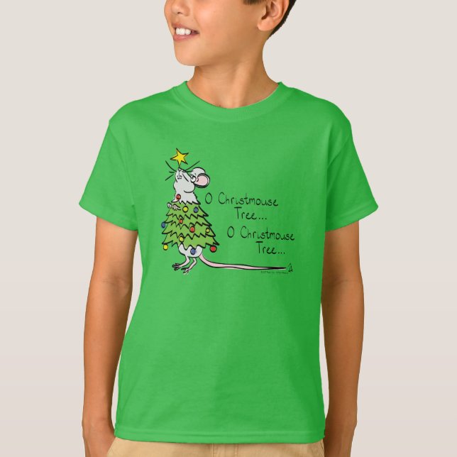 Mouse Christmas Tree Funny Kids T-Shirt (Vorderseite)