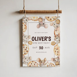 Mouse & Cookie Geburtstagsparty Begrüßungsschreibe Poster