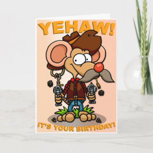 Mouse Cowboy Birthday Card Karte