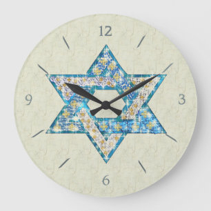 Mouse Drawn Gem Decorated Star Of David Große Wanduhr