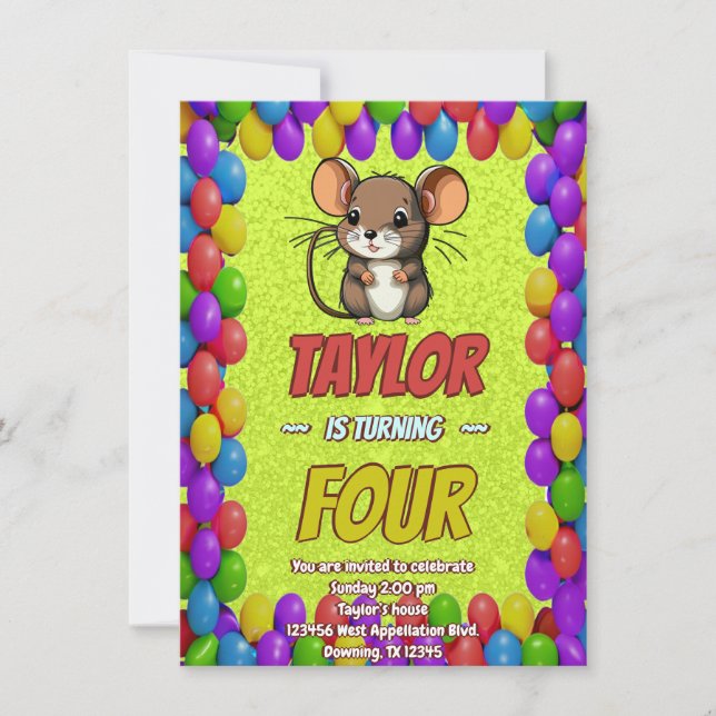 Mouse Einzigartiger Personalisierter Geburtstag Ei Einladung (Vorderseite)