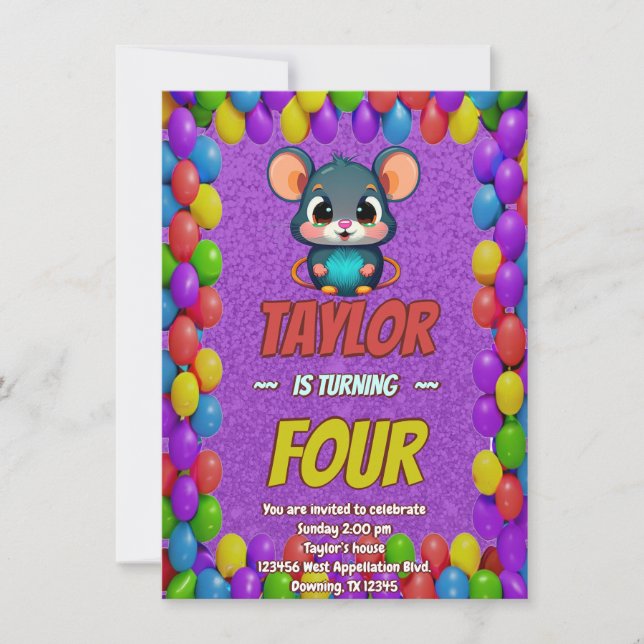 Mouse Einzigartiger Personalisierter Geburtstag Ei Einladung (Vorderseite)