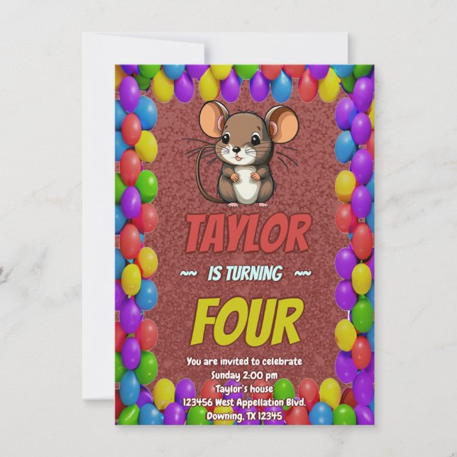 Mouse Einzigartiger Personalisierter Geburtstag Ei Einladung (Vorderseite)