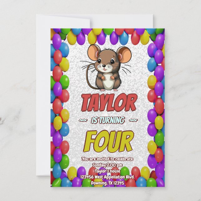 Mouse Einzigartiger Personalisierter Geburtstag Ei Einladung (Vorderseite)