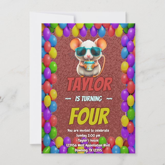 Mouse Einzigartiger Personalisierter Geburtstag Ei Einladung (Vorderseite)