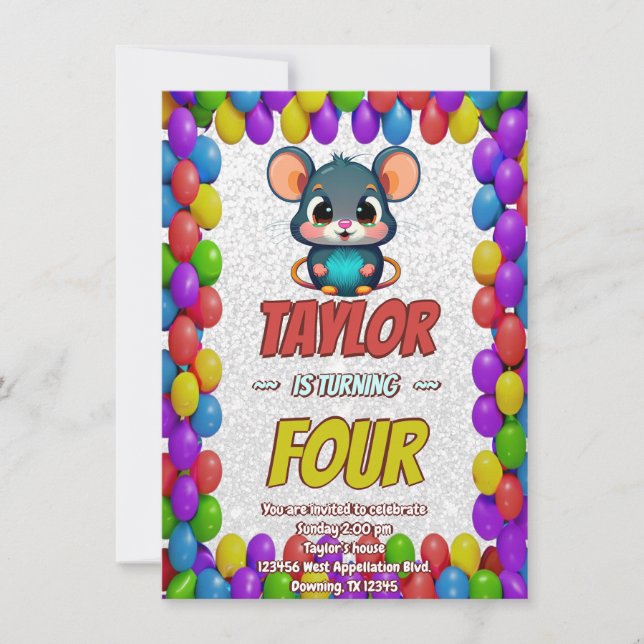 Mouse Einzigartiger Personalisierter Geburtstag Ei Einladung (Vorderseite)