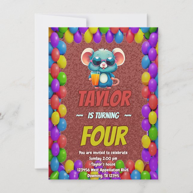 Mouse Einzigartiger Personalisierter Geburtstag Ei Einladung (Vorderseite)