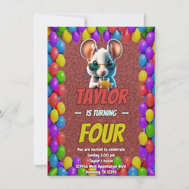 Mouse Einzigartiger Personalisierter Geburtstag Ei Einladung (Vorderseite)