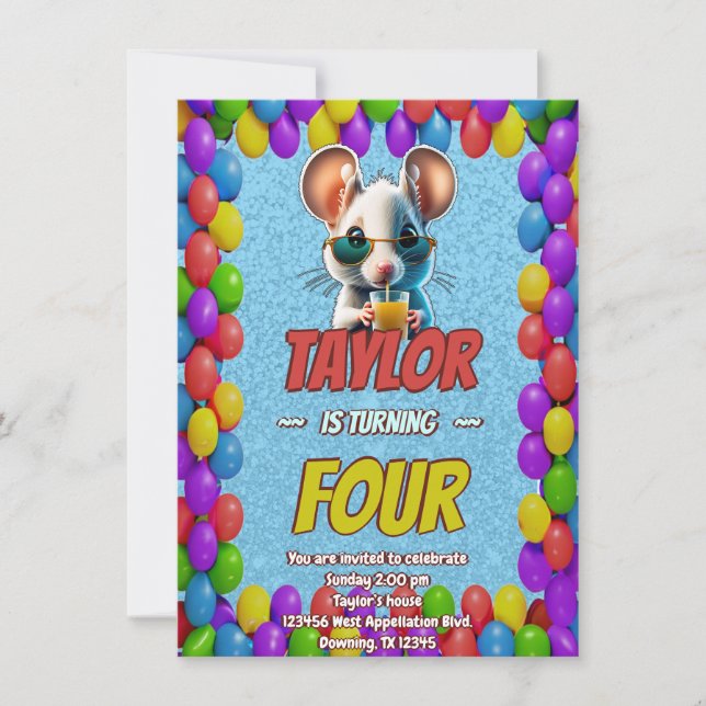 Mouse Einzigartiger Personalisierter Geburtstag Ei Einladung (Vorderseite)