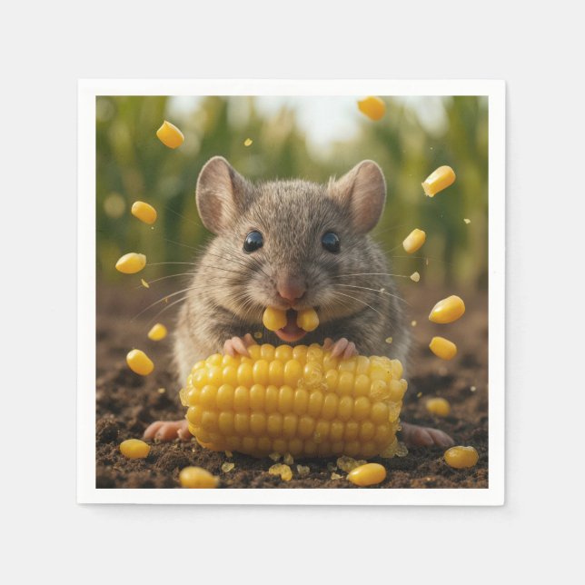 Mouse Enjoying an Ear of Corn Serviette (Vorderseite)