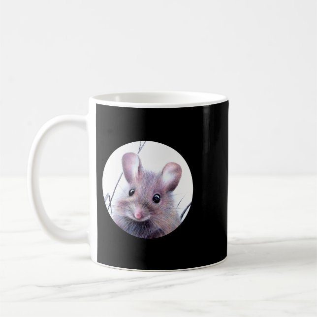 Mouse in Field Nature Zeichnend Kaffeetasse (Links)