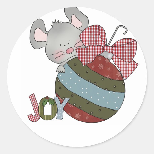 Mouse Joy Holiday T - Shirt und Geschenke Runder Aufkleber (Vorderseite)