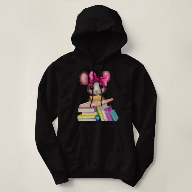 Mouse Lover Book Lover Design Mäuse und Bücher Hoodie (Design vorne)