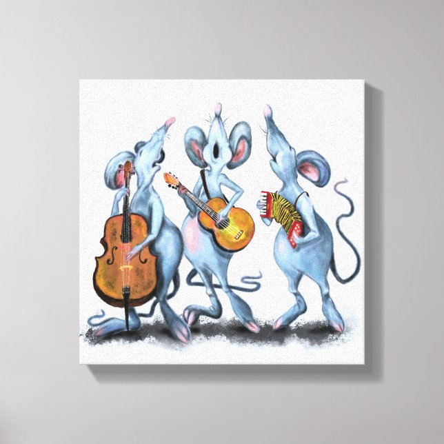 Mouse Musical Band Funny Canvas Print Leinwanddruck (Vorderseite)