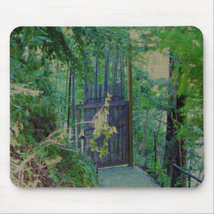 Mouse Pad - Bamboo Gate in Forest Garden Mousepad