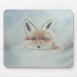 Mouse pad, fox cub in winter mousepad