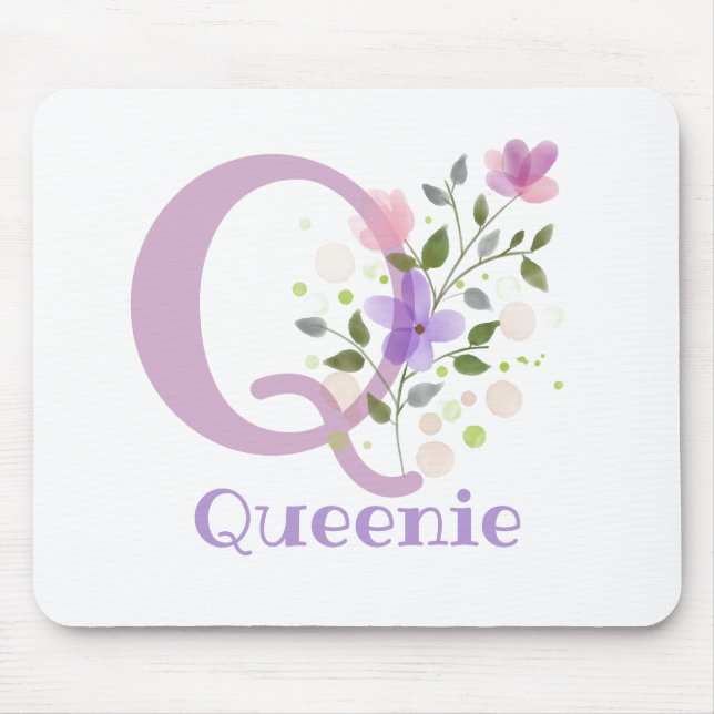 Mouse Pad Initial Plus Name & Blume Design Mousepad (Vorne)