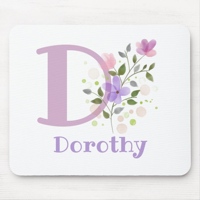 Mouse Pad Initial Plus Name & Blume Design Mousepad (Vorne)